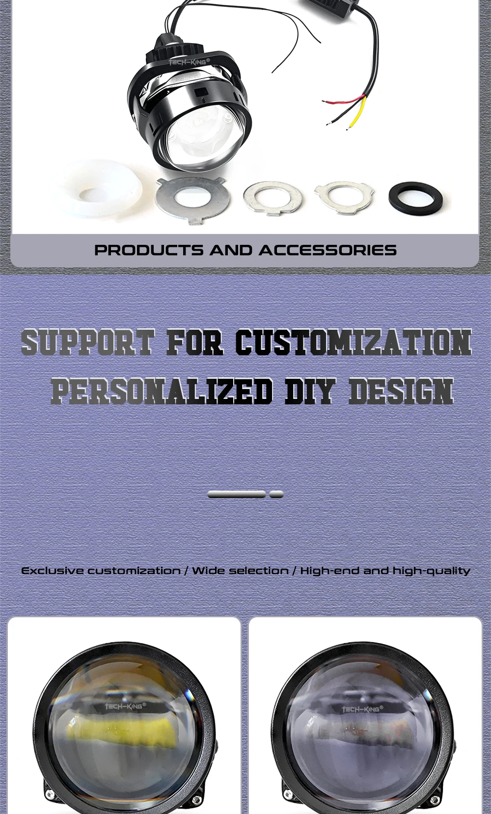 Bi Led Projector 2.5 Inch 124W Canbus LED Headlight Lossless Biled Headlight Automotive Parts Dual Lights Projector Headlights