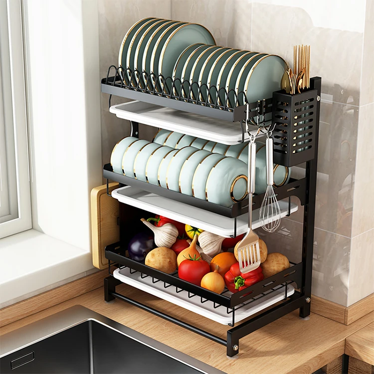 wall mounted 2 tier kitchen stainless dish rack over the sink