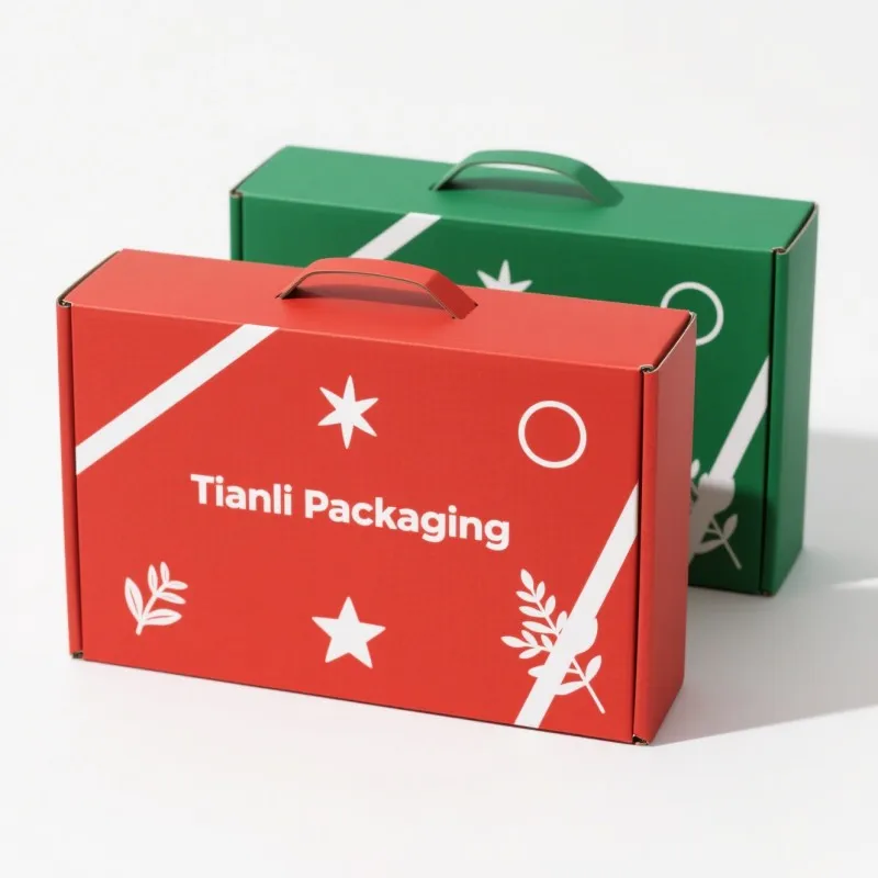 product shipping gift box with handle durable corrugated box wholesale custom foldable handbag cardboard packaging-11