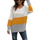 Plus Size S-m-l-xl 2021 Women's Plus Size Casual And Breathable Contrast Stitching Knitted Sweater
