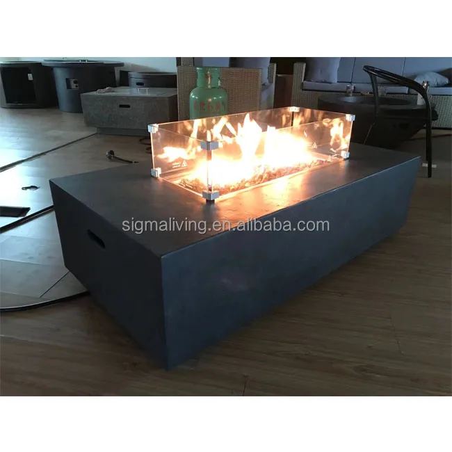 outdoor furniture garden set natural gas propane fire pit table light grey square firepit tables