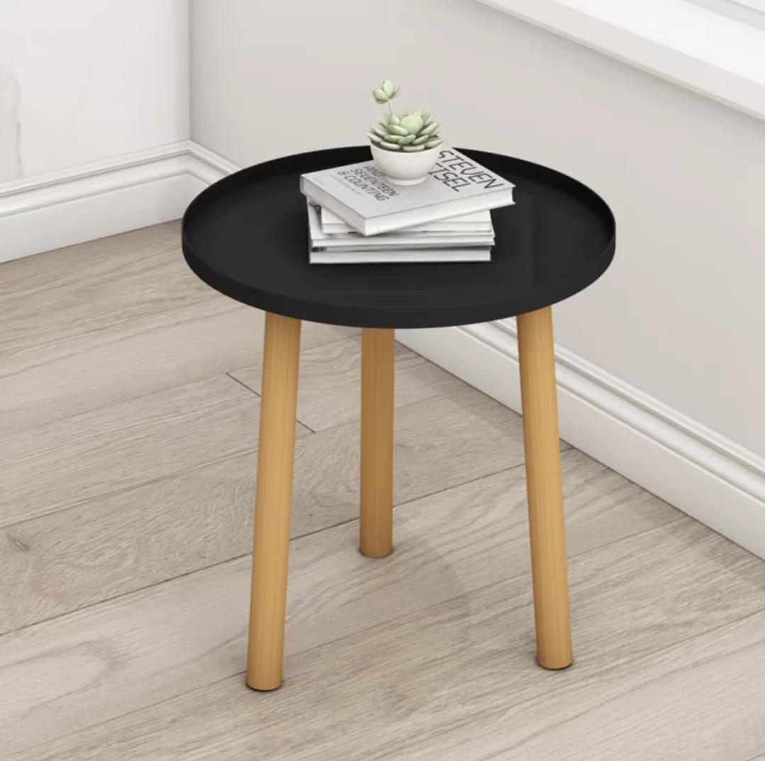 Modern Living Room Coffee Tray Table Nordic Wooden Round Side Table with solid wood legs