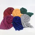 Shawl 2021 Ladies Pleated Whisker Multifunctional Polyester Cotton Plain Shawl Muslim Headscarf For Women