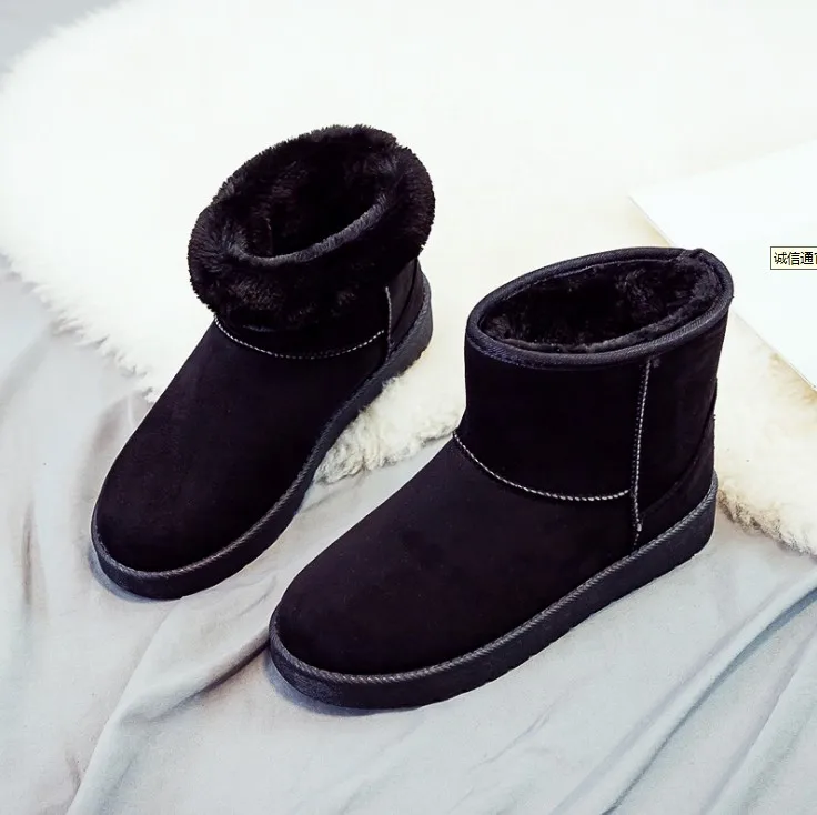 2023 Ladies Snow Boots Fur Ankle Boot Female Bootie Warmer Plush Suede