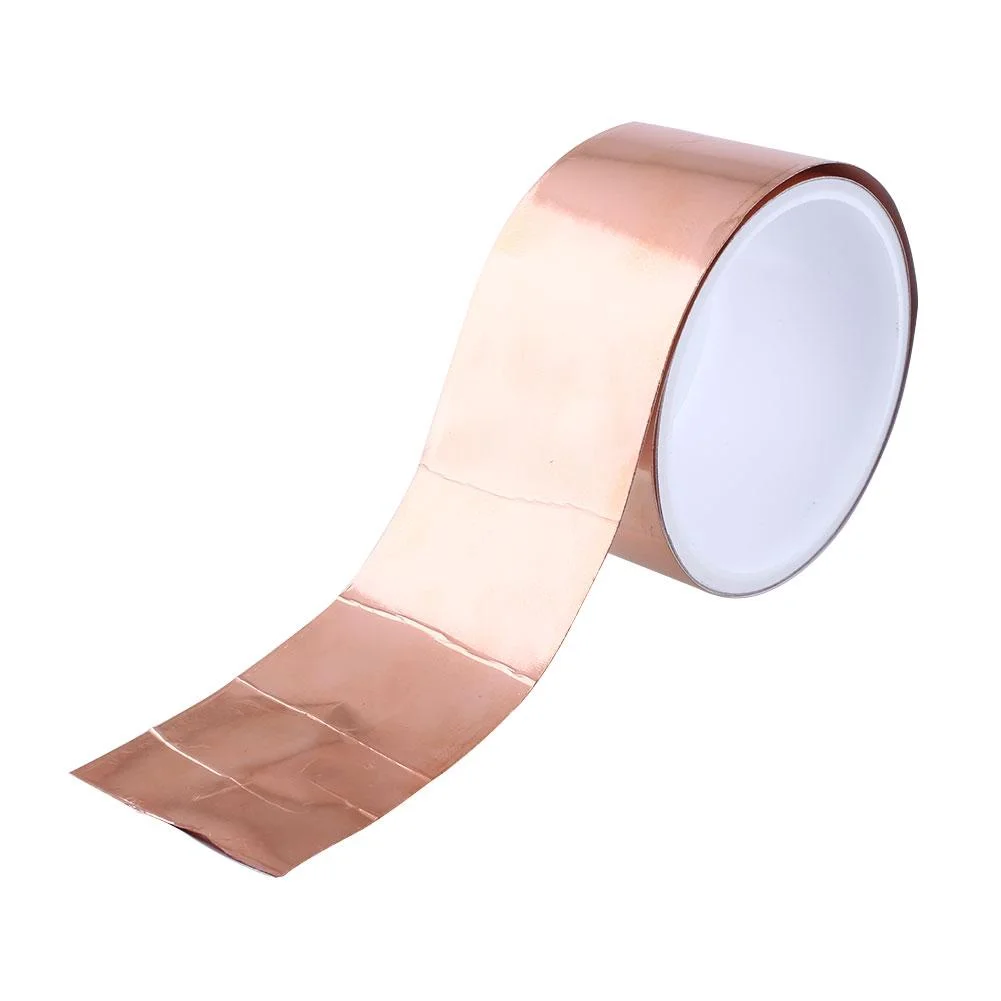 cinta adhesiva de lámina de cobre conductora de 10 mm x 20 m para blindaje electromagnético Cinta adhesiva de lámina de cobre de doble cara 