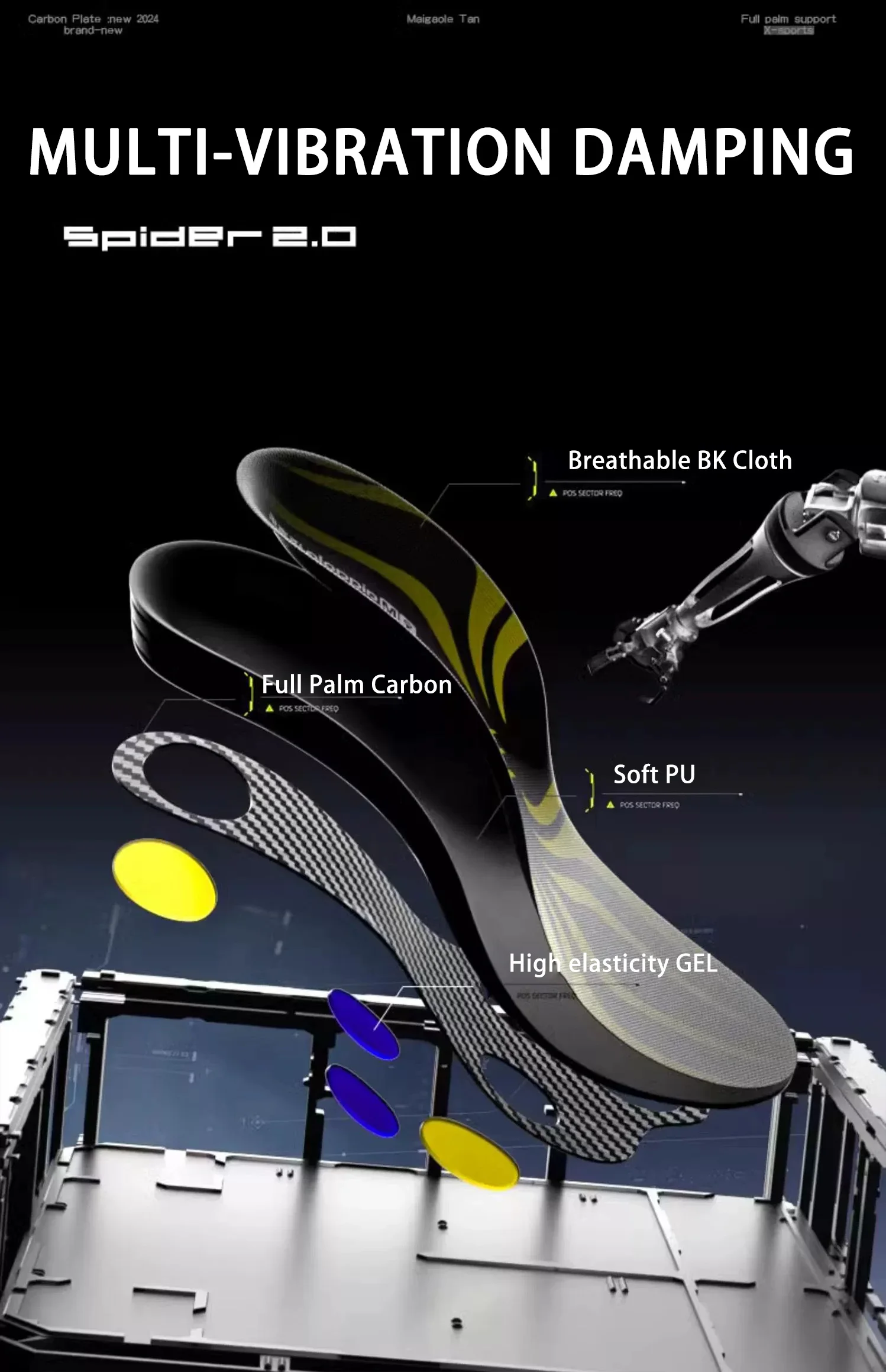 H34f312efe40540abb38c0b27ad8b2cf6u Carbon Fiber Basketball Insole Four Point Gel Arch Support Shock Absorbing for Basketball Dunk Boosting Jump Shoe Inserts