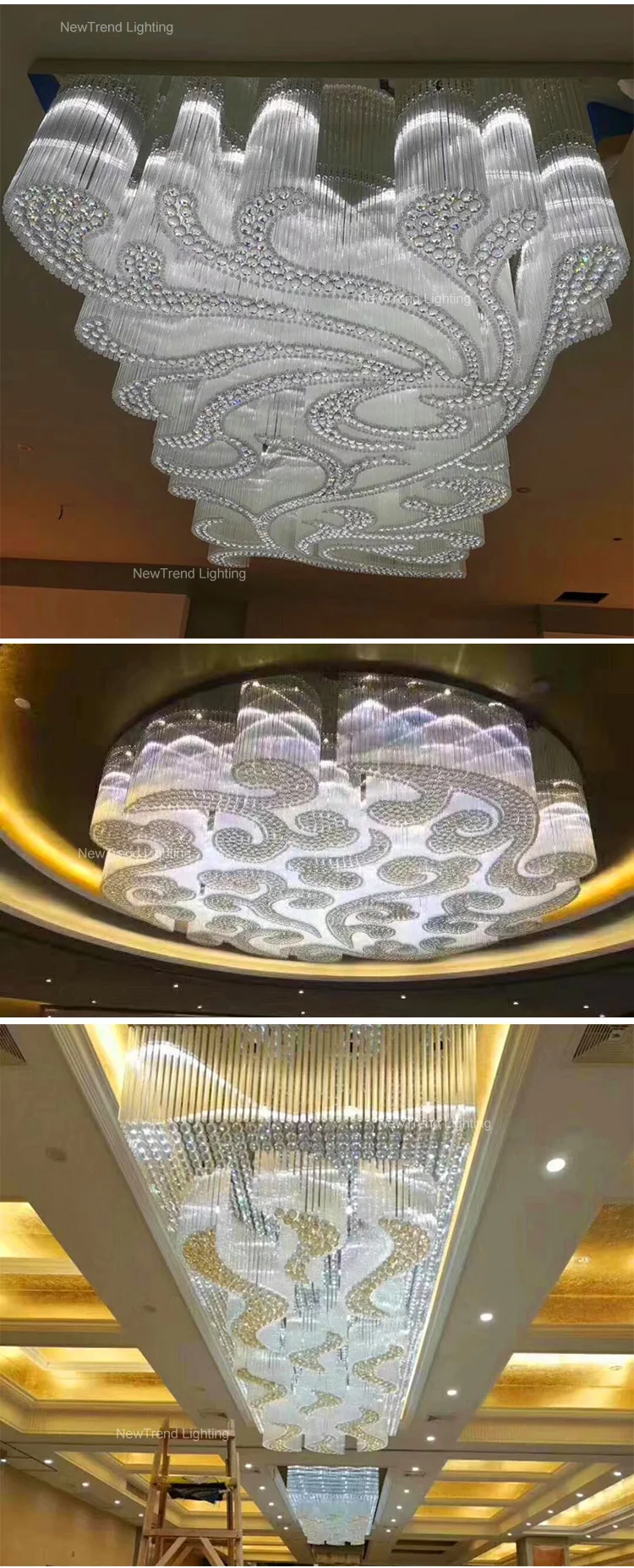 CPL-201 Luxury Style Indoor Decoration Hotel Lobby Baquet Hall Modern Crystal LED Ceiling Chandelier supplier