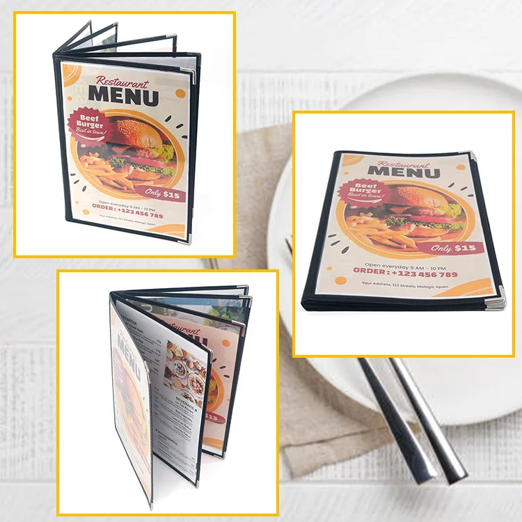 Menu Covers Sleeves 5 Pages 10 Views Restaurant Transparent Menu Folder for Wine Drinks Coffee Bars Restaurant supplier
