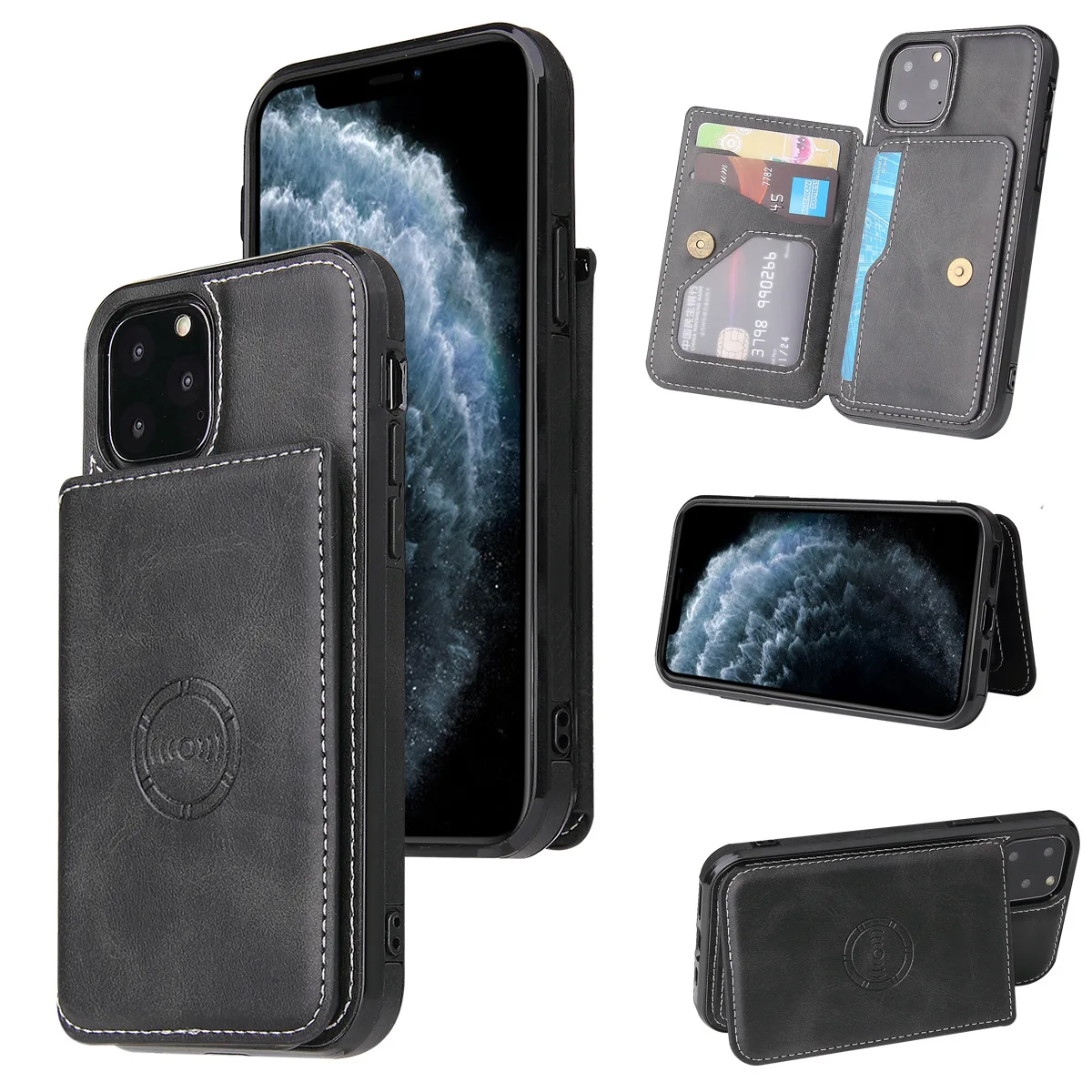 Luxury PU Leather Card Slot Back Cover Magnetic Phone Case For iPhone 15 14 13 12 11 Pro Max Xs Xr Xs Max