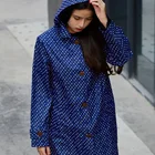 Rain Coat Fashionable Popular Design Navy Blue Simple High Quality Ladies Long Rain Coat With Hood