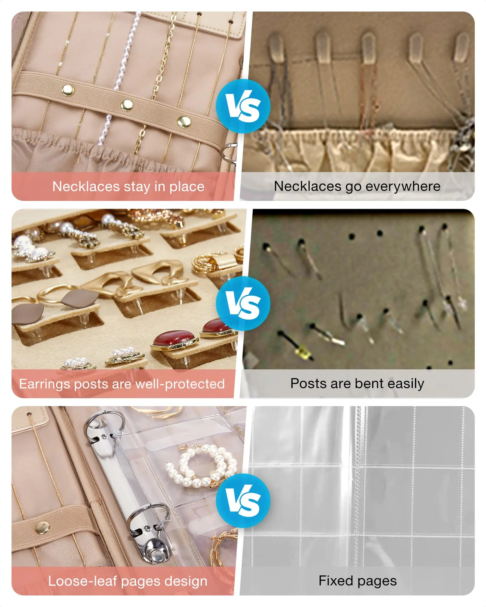 2023 New Travel Jewelry Organizer Case Transparent Jewelry Storage Book Ring Binder Jewelry Bags