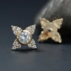 Gold Cz Stud Gold 14K Solid Yellow Gold Unique Tiny Bead CZ Body Jewelry Internally Thread Attachment Lip Stud Jewelry