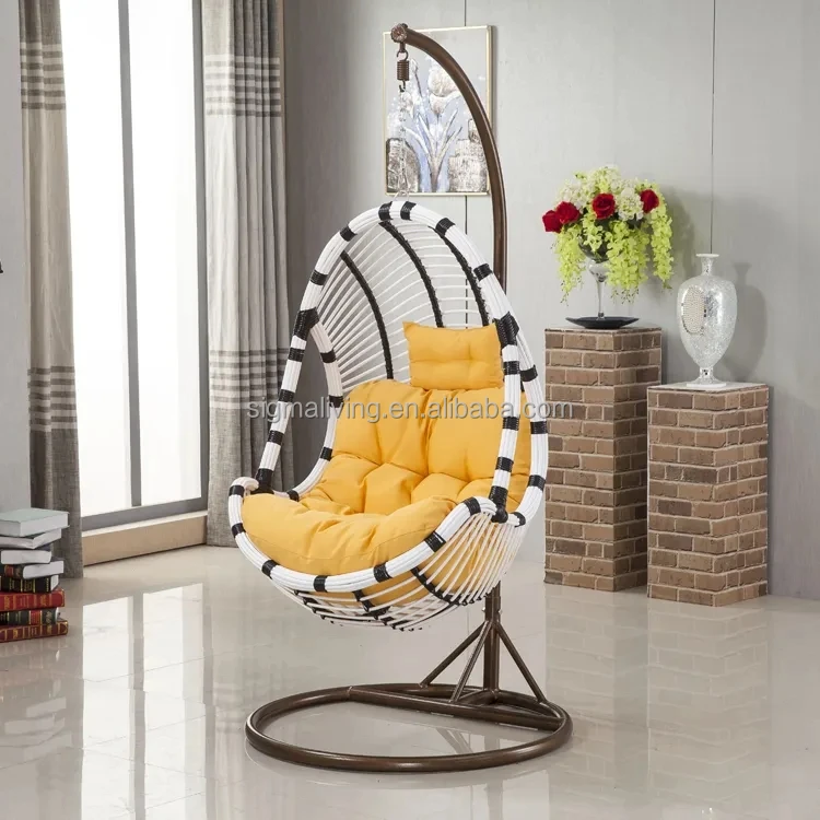 Patio Garden Rattan Hanging Chair  With Stand Indoor Outdoor Furniture Swing Chairs