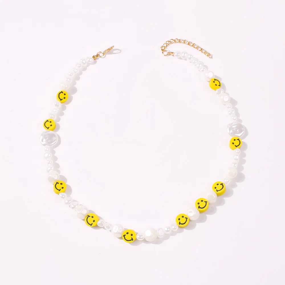 2021 Boho White Pearl Smiley Face Bead 