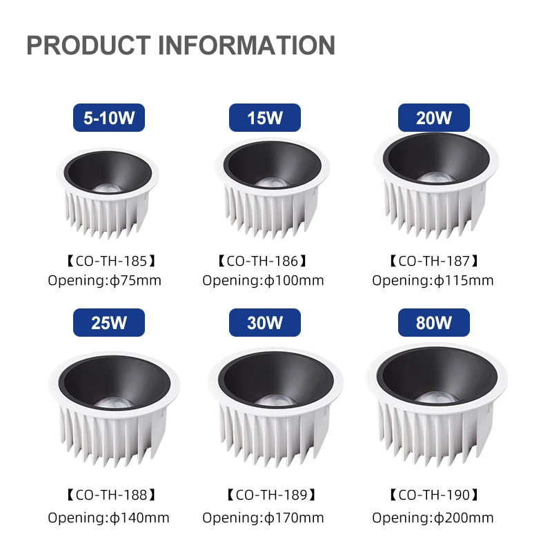 Factory frosted white Ip44 spotlights 5w 7w 10w 15w 20w 25w 30w High brightness anti-glare no main Led recessed downlight