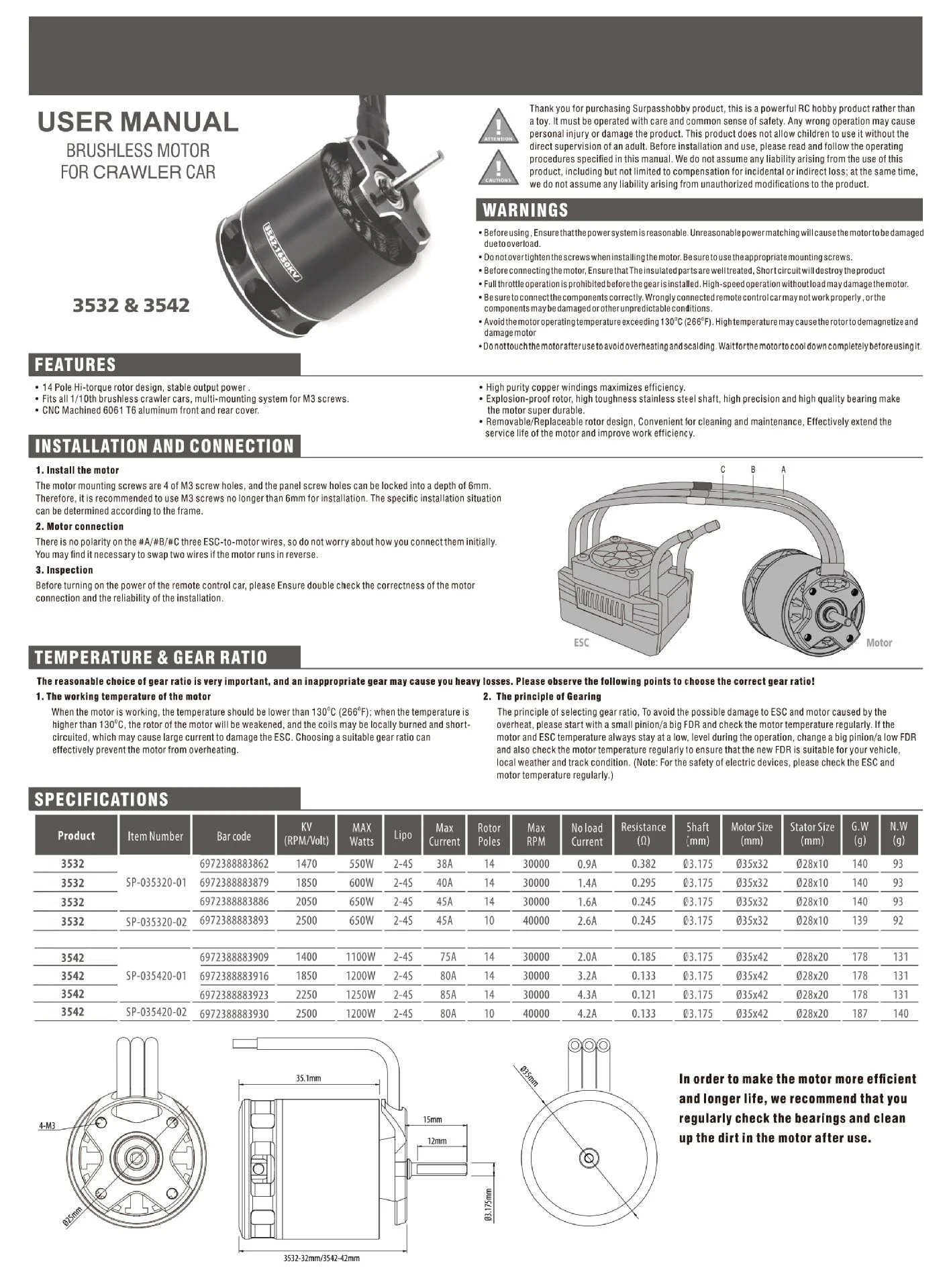 External Rotor Motors, Brushless, FPV - detail 8
