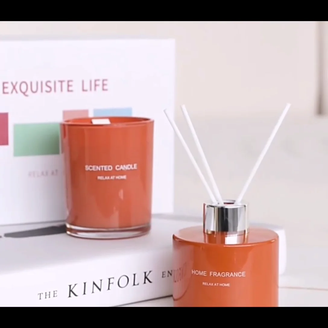 customize luxury scented candle and aroma reed diffuser with