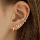 Earrings Fashion Jewelry 14k Gold Plated 925 Sterling Silver Marquise Zircon Cartilage Piercing Butterfly Stud Earrings