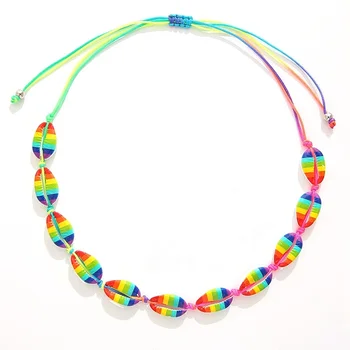 Personalized Fashion Hawaii Beach Jewelry Colorful Braided Shell Necklace