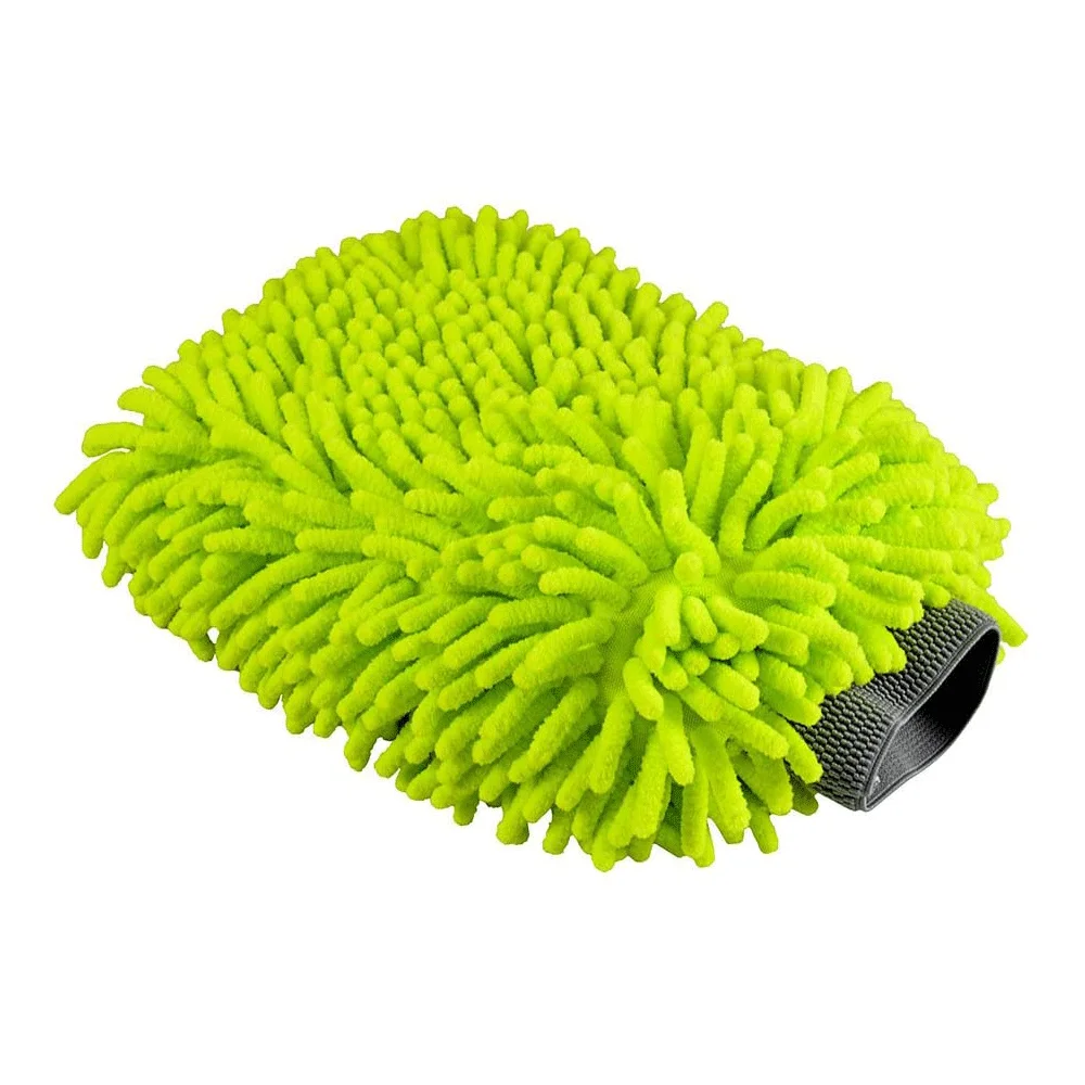 1 Pack Green Car Wash Mitts Extra Large Size Winter Water Proof Premium Chenille Microfiber Car Wash Mitt Lint Free Scratch Free 