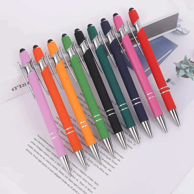 X1012-2 Promotional Wholesale Sports Metal Ballpoint for Stylus Pens Soft Rubber Touch Screen Cheap Custom Logo Mobile