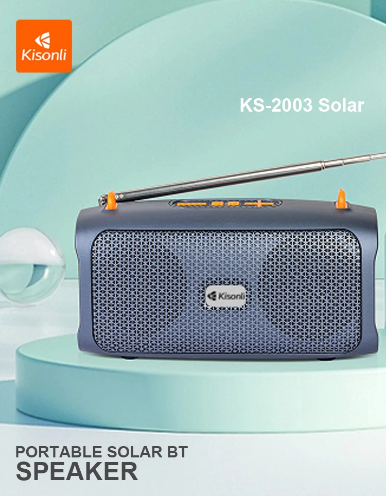 Kisonli KS-2003 Solar Magnetic Bluetooth Speakers Portable Outdoor Speaker with Solar Panel for Recharging 13 Kisonli KS-2003 Mp3 Solar Portable Magnetic Blue Tooth Speakers