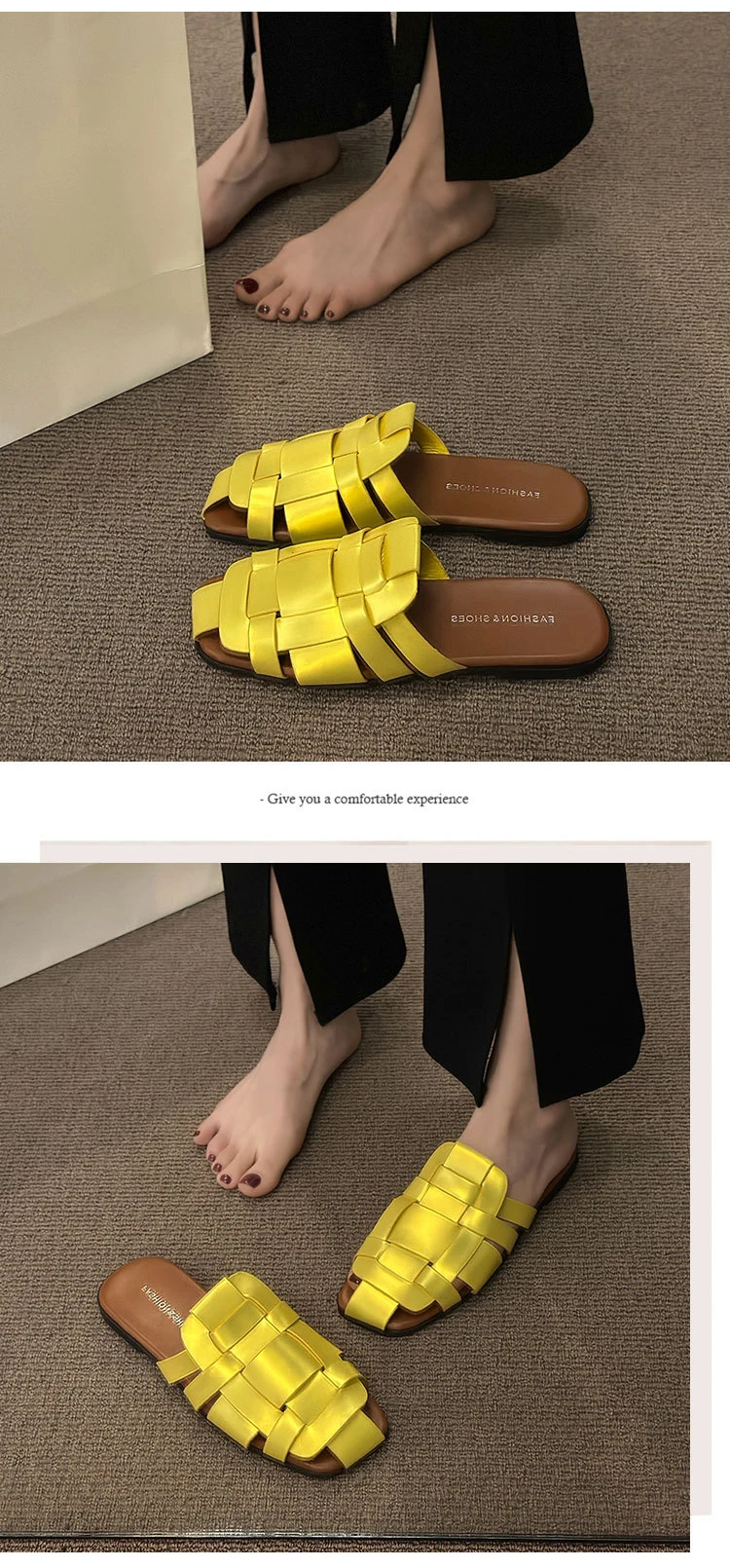 2023 Summer Casual Sandals Flat Shoes Bao Head Flat Anti-slip Woven Slippers And Sandals