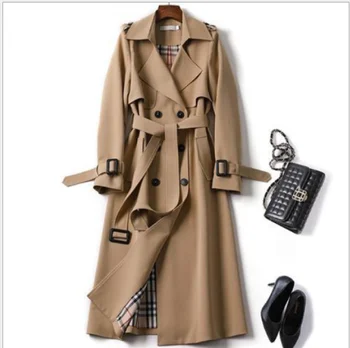 Droma new Korean mid-length trench coat for women 2021 popular British over-the-knee overcoat for spring autumn