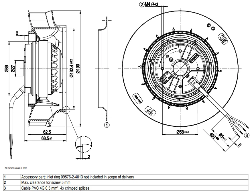 Centrifugal Blower, R2E190-AE77-B8, R2E190-AE77-B3, 230VAC - detail 16