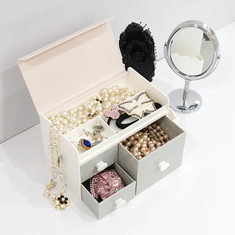 OWNSWING Popular jewelry storage box plastic storage container drawer type cosmetic storage cabinet with pen holder
