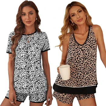 2022 Wholesale Cozy Cotton Loungewear Nightwear 2 Piece Shorts Set Pyjamas Women Sleepwear