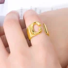 Ring Rings Amazon Alphabet Ring Anillos Hombre 26 Letters AZ Male Female Gold Plated Letter Initial Open Rings