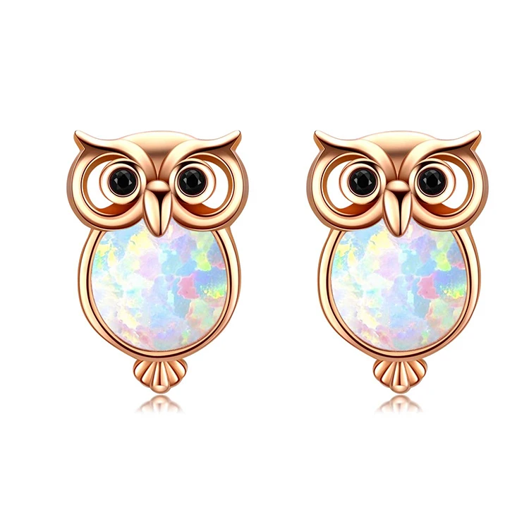 opal owl earrings