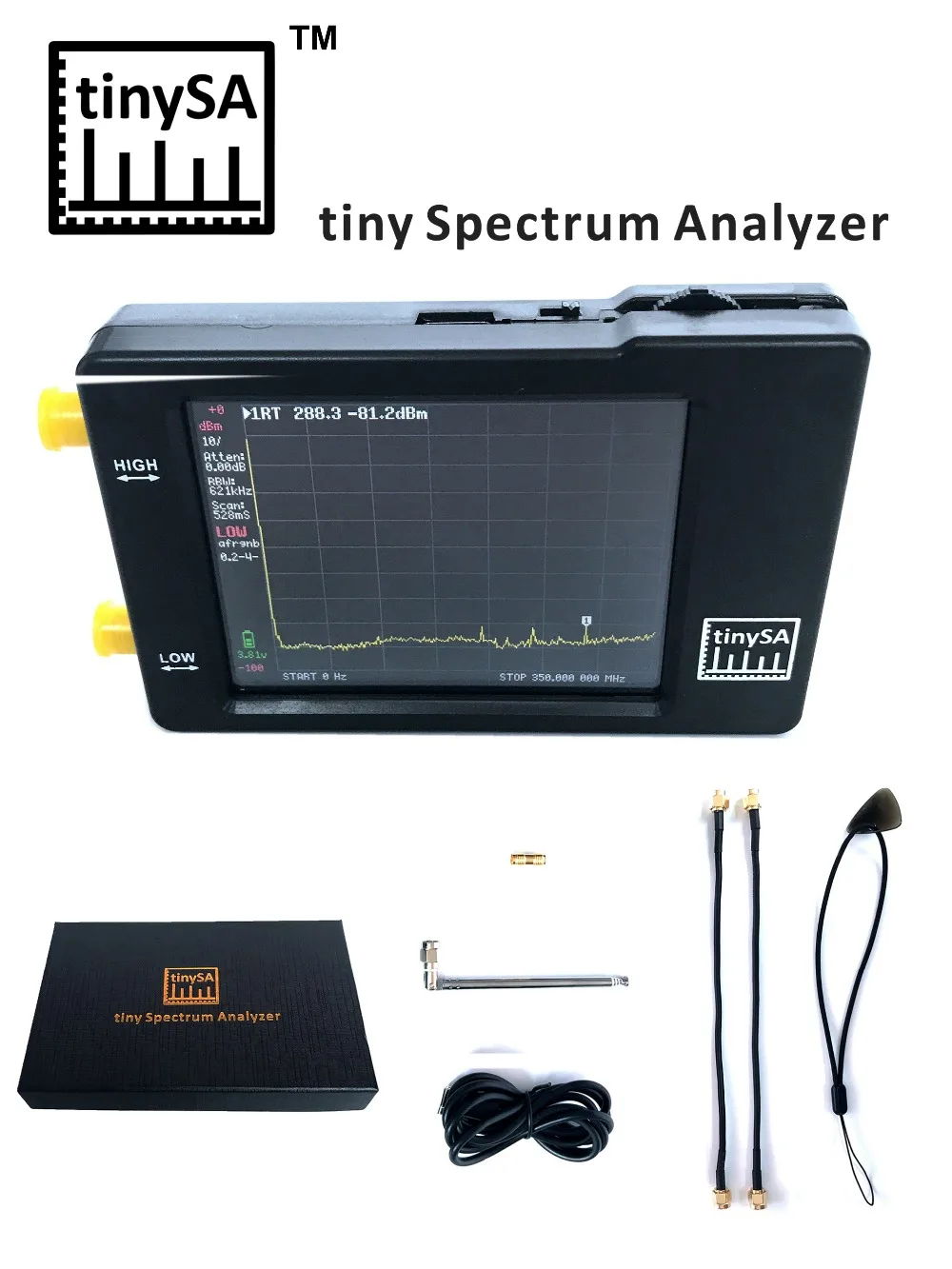 Packboxtiny Tinysa Spectrum Analyzer 2.8inch Touch Screen Portable Frequency Analyzer 0.1mhz