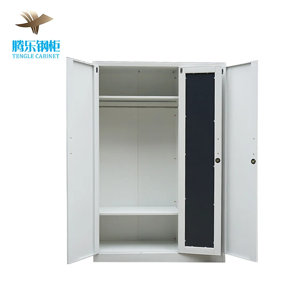 3-Door Iron Wardrobe for Kids Home Children's Pattern Bedroom Closet Cabinet Baby's Metal Furniture for Cloth Pakaian Lemari