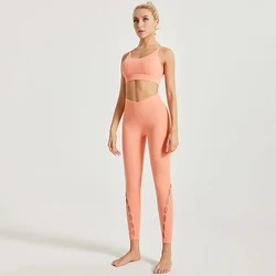 Factory Direct Elegant Beautiful Back Gathered Shockproof Soft Comfortable Workout Yoga Sets Fitness Women