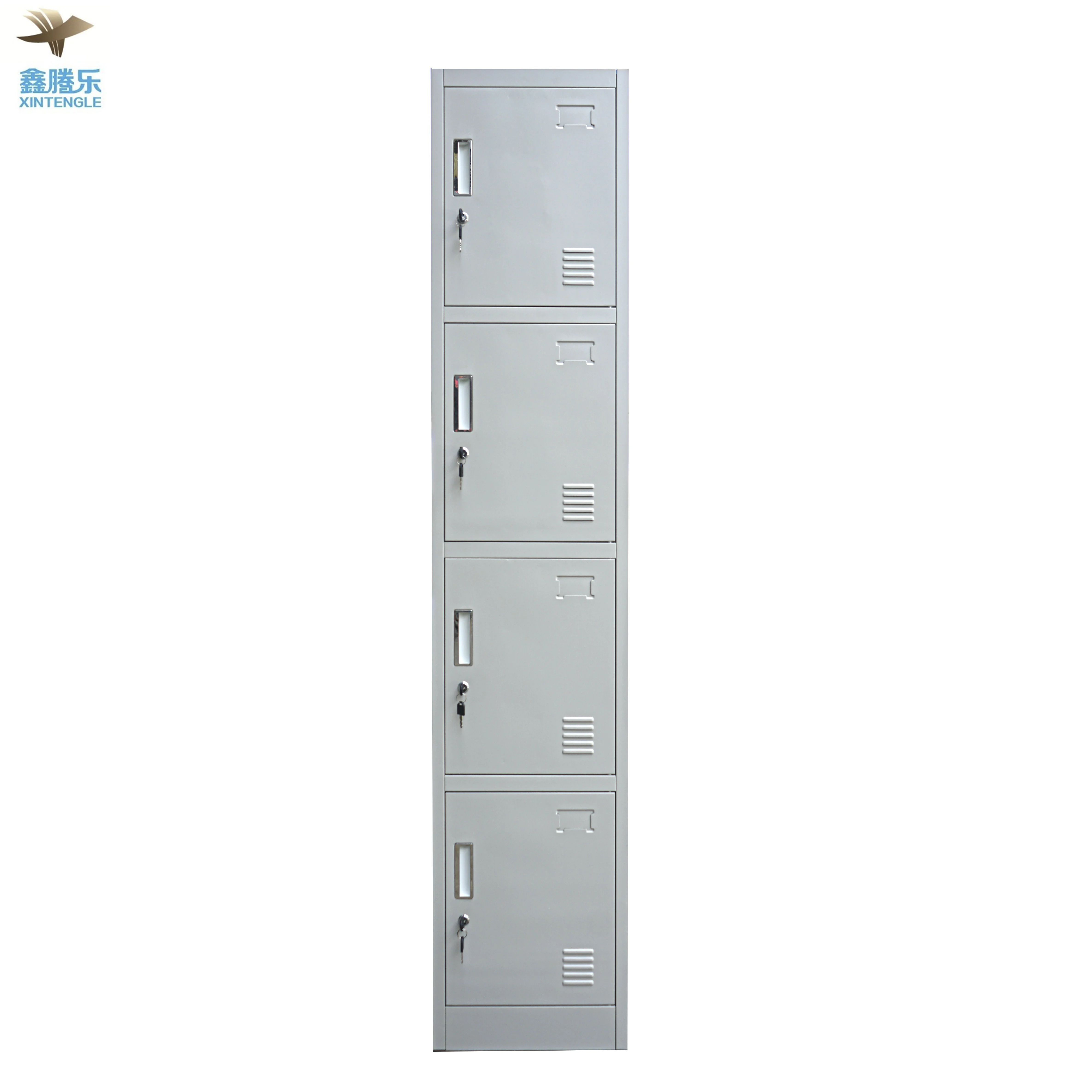 Wholesale High Quality Four-Door Steel Gym Locker Metal Home Bedroom Furniture with Safety Belt Lock Made in China