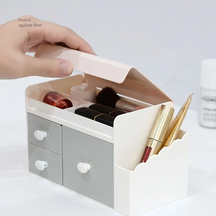 OWNSWING Popular jewelry storage box plastic storage container drawer type cosmetic storage cabinet with pen holder