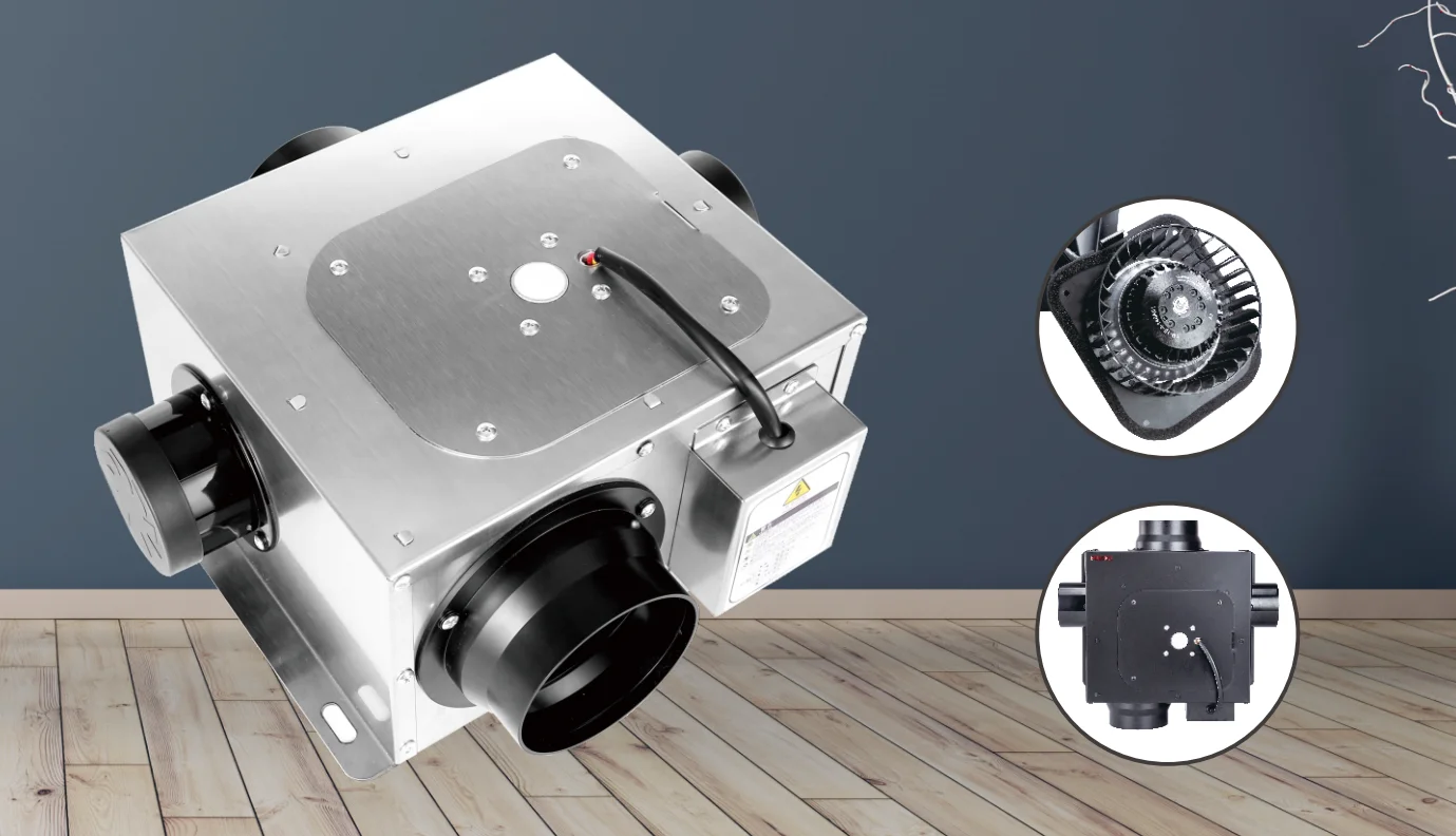 And1-outlet Exhaust Duct Fan, FULUDE, 3-inlet, 75/100mm, 3" - detail 2