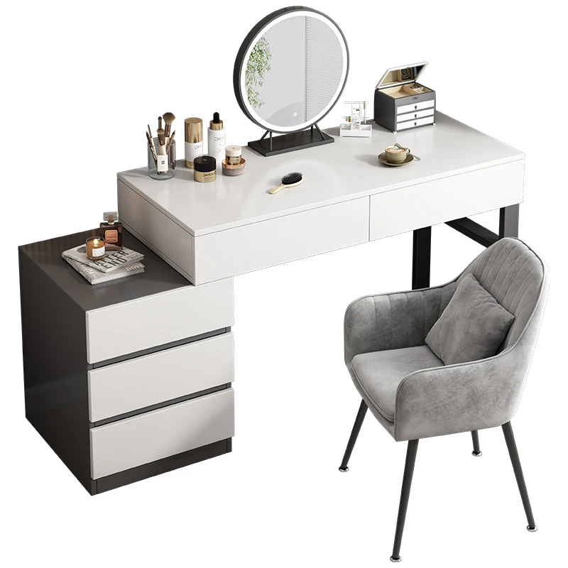 2024 New Design Modern Lightweight Wooden Black White Dressing Makeup Vanity Table with Mirror Bedroom