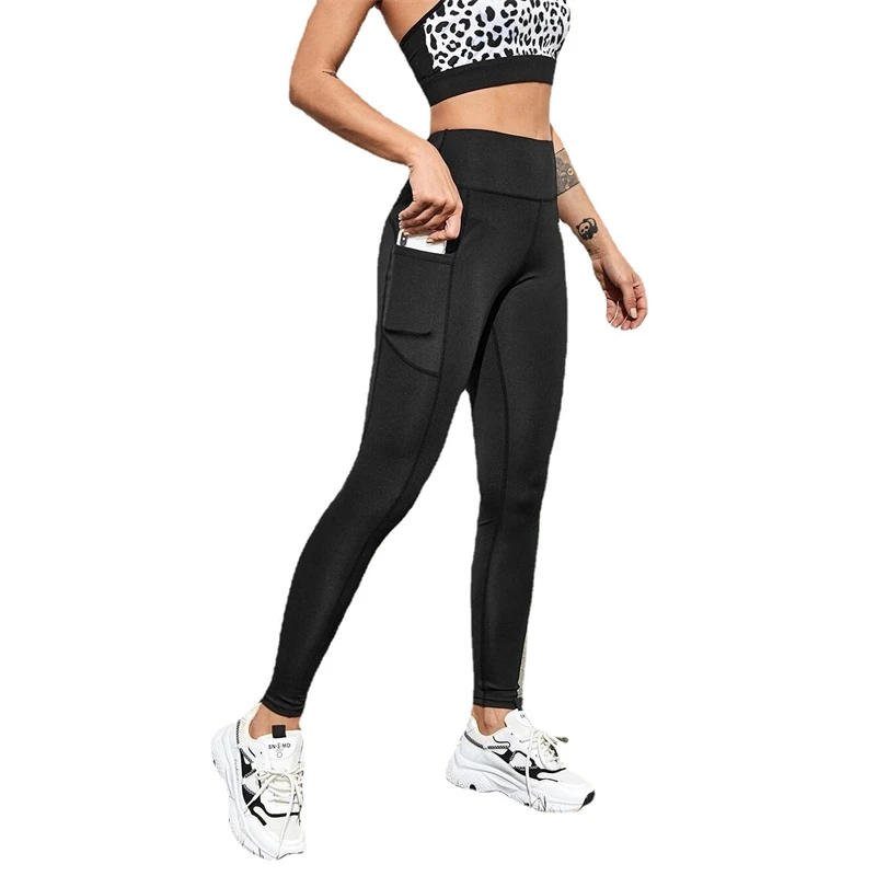 Wholesale Fitness Clothing Custom Logo Yoga Leggings High Waist Soft Elastic Gym Sports Ankle Leggings With Pocket For Women