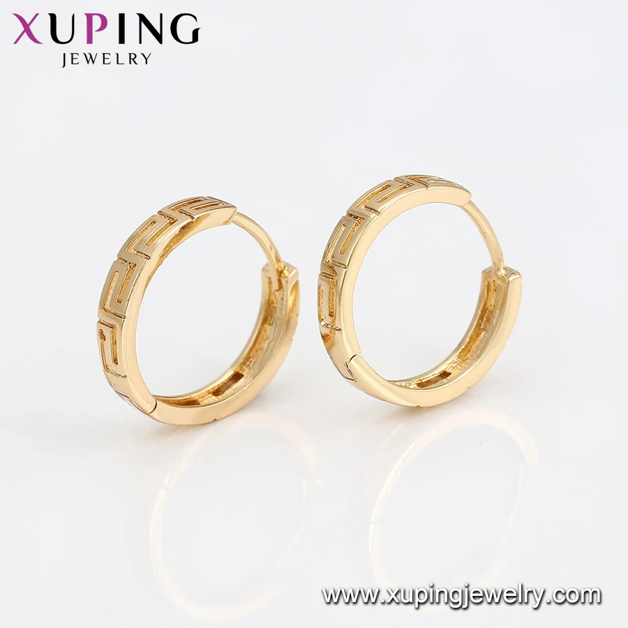 94573 xuping fashion gold earrings 18k gold plated cutout design hoop earrings for women 2019
