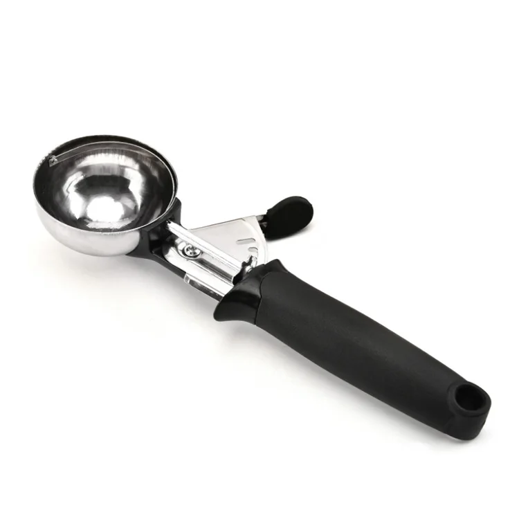 Cookie Scoop with Long Handle Pink Stainless Steel Ice Cream Scooper with Trigger Professional Sturdy Kitchen Tool