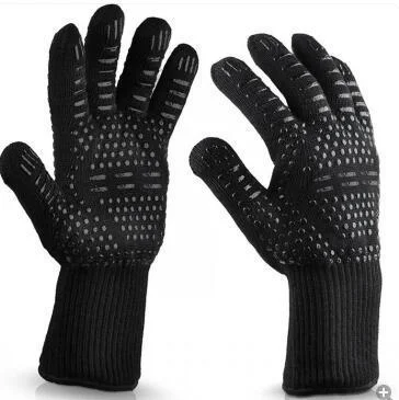 Wholesale Customized High-Temperature Resistant Silicone Cotton Oven Mitts Anti-Scald BBQ Grill Gloves Heat Insulation factory