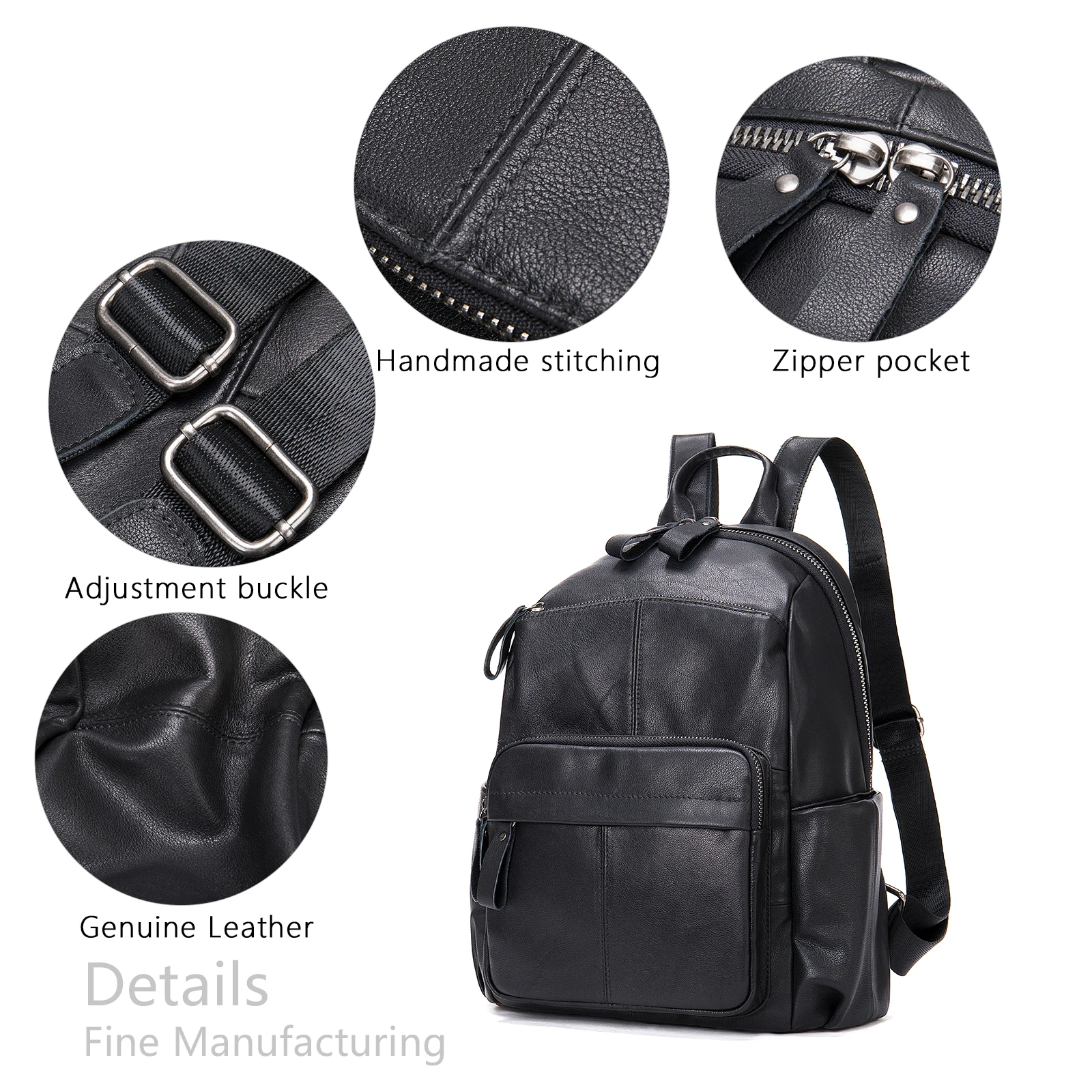Women Fashion Designer Backpack Genuine Leather Black Soft Travel Bag Leather Trendy Backpack for Girls