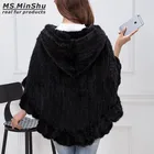 Cape Knitted Mink Fur Poncho Women Real Fur Cape