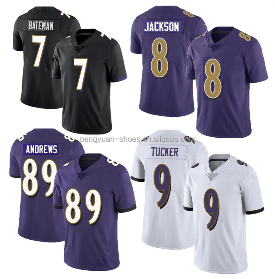 NFL_Jerseys Jersey Baltimore''Ravens''Men #8 Lamar Jackson 89 Mark Andrews  9 Justin Tucker 99 Matthew Judon''NFL'' 100th Limited Jersey 