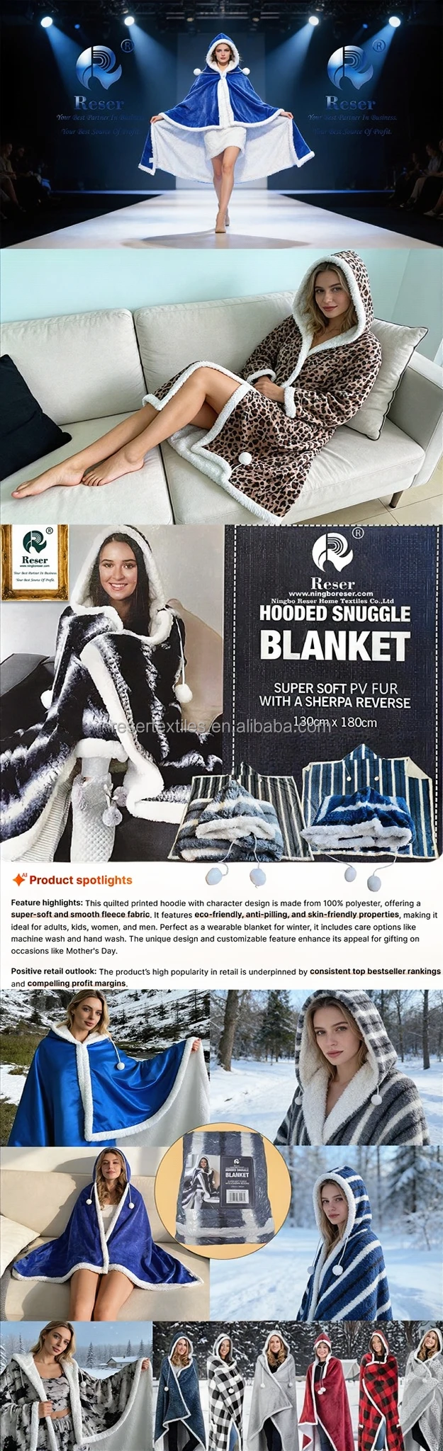 Super Soft Cozy Quilted Plush Flannel Fleece Sherpa Eco-Friendly Wearable Throw Hoodie Hooded Blanket Character Angel Wrap