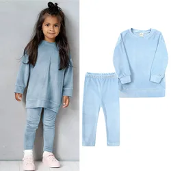 Wholesale children's clothing fashion casual two-piece long sleeve shirts+trousers boutique kids fall outfits clothing