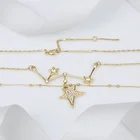 Gold Pendant Multilayer Necklace Gold Plated Gemstone Charm Necklace Star Shape Pendant Necklace